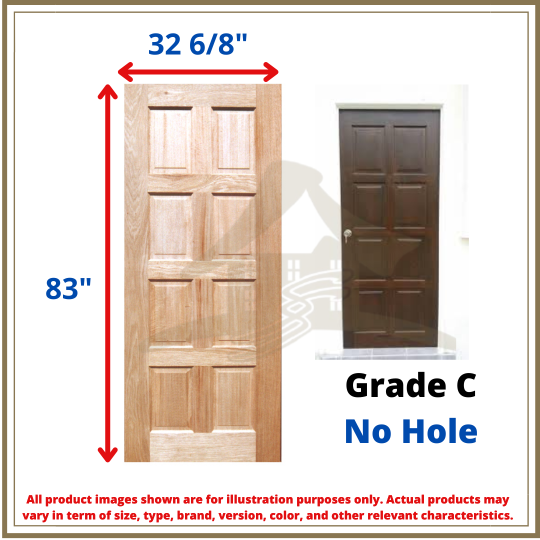 Timber Door / Pintu Solid 8 Petak Solid Wooden Door / Malaysia Door